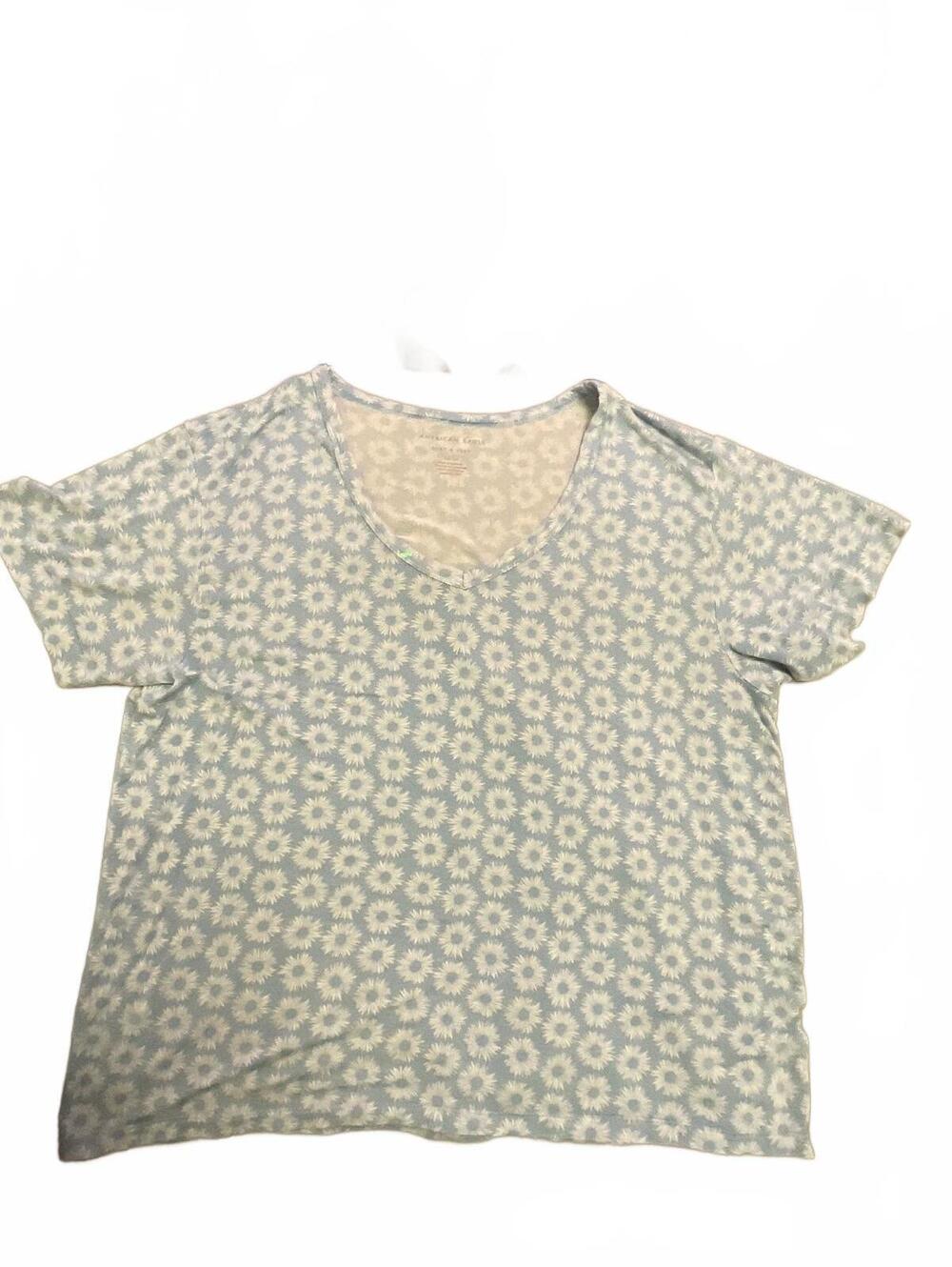American Eagle Light Blue Floral V Neck Top